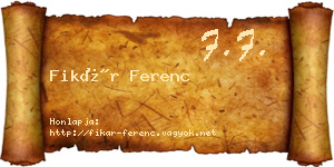 Fikár Ferenc névjegykártya